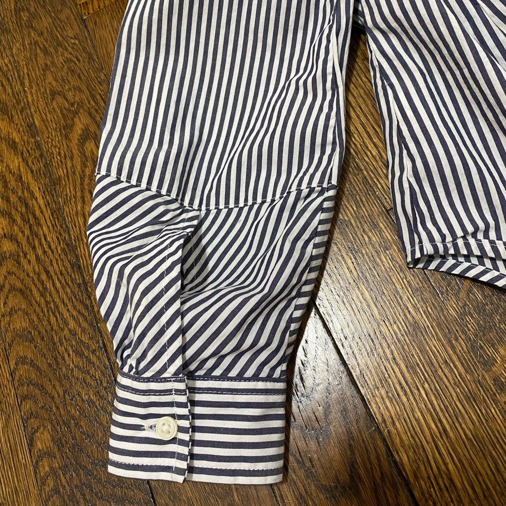 NWOT Banana Republic blue stripe button down 0 petite - Picture 5 of 12